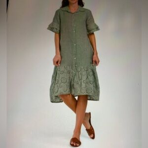 Valentina Naldi Made in Italy Linen Shirt Midi Dress Size M